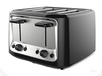 Finetek多士炉烤面包机加宽四槽早餐加热家用多人全自动智能吐司机 可预约多档台式烘烤机 黑色