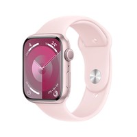 Apple Watch Series 9 智能手表GPS款45毫米粉色铝金属表壳 亮粉色运动型表带M/L 健康电话手表