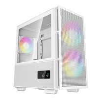 九州风神（DEEPCOOL)CH360数显版MATX电脑机箱白色（双数显/LED按键/预装3颗幻彩风扇/散热限高165mm）