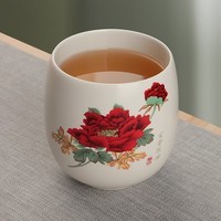 真迹  国风日式办公杯家用主人杯个人小茶杯茶盏陶瓷茶杯腰鼓杯茶杯 富贵人生