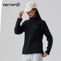 探拓（TECTOP）户外抓绒衣男立领打底衫女加厚保暖卫衣冲锋衣内胆保暖衣服 女款黑色 3XL