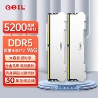 GEIL金邦 96GB(48GBx2)套装 DDR5 5200 台式机电脑内存条  巨蟹马甲系列白色 AI大模型硬件