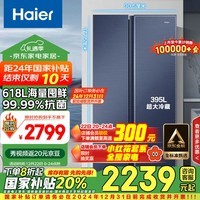 海尔（Haier）618升风冷无霜对开门双开门电冰箱家用一级能效变频节能超薄大容量保鲜智能BCD-618WGHSSEDBL