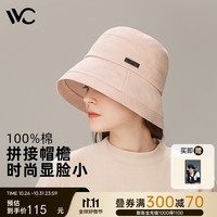 VVC帽子女渔夫帽秋冬时尚百搭盆帽大头围太阳帽百搭水桶帽 花雾粉（春秋款）