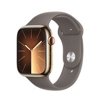 Apple/苹果 Watch Series 9 智能手表GPS+蜂窝款45毫米金色不锈钢表壳陶土色运动型表带M/L MRPL3CH/A