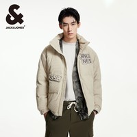 杰克·琼斯（JACK&JONES）男装衣服秋冬新款宽松保暖立领羽绒服男短款加厚灯芯绒蓬松鸭绒服 卡其色 175/96A/M