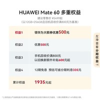 华为（HUAWEI）旗舰手机 Mate 60 12GB+256GB 雅丹黑|华为大额券