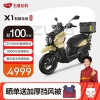 五星钻豹电动车高速电动摩托车 72V35AH大容量外卖车3000W大电机 X1 哑光戈壁米棕/哑黑