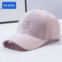 NY-NYM2024帽子女春秋硬顶刺绣棒球帽韩版时尚情侣运动显脸小鸭舌帽男 粉色