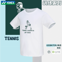 YONEX2024新款尤尼克斯羽毛球服速干yy短袖网球服运动上衣115384 男款 115384TCR 白色 M