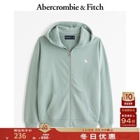 ABERCROMBIE & FITCH男装女装情侣 经典小麋鹿拉链毛圈布连帽卫衣外套 KI122-4090 浅绿色 M (180/100A)