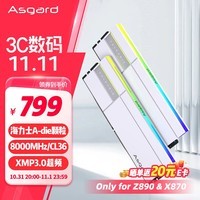 阿斯加特（Asgard）32GB(16Gx2)套 DDR5 8000 台式机内存条 RGB灯条-女武神·瓦尔基里Ⅱ代 极地白 Only for Z890&X870