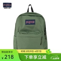 JANSPORT杰斯伯双肩包男旅行背书包电脑包女休闲学生校园情侣 4QUTKM1军绿色-带侧边袋