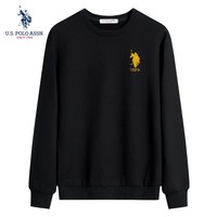 U.S. POLO ASSN.保罗卫衣男圆领秋季休闲长袖打底衫百搭青少年外套 黑色 XL 