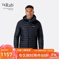 Rab 男士700篷修身连帽户外运动休闲轻质疏水抗撕羽绒服467g QDB-12 曜黑色 M