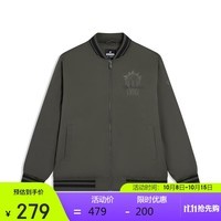 特步男子户外运动棉服棒球服冬季保暖加绒时尚百搭 蒽油绿 L 