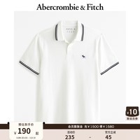 ABERCROMBIE & FITCH男装 24秋季新款通勤经典小麋鹿短袖POLO衫KI124-4377 白色条纹边 XL (180/116A)