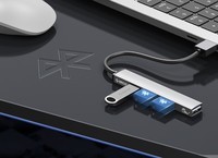 奥睿科（ORICO）USB3.0分线器4口HUB集线器扩展坞转换器 笔记本电脑接口拓展全铝转接头AH-A13
