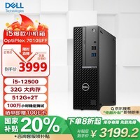 戴尔 国家补贴 OptiPlex 7010SFF 商用台式电脑主机(i5-12500 32G 512G+2T)定制 办公学习