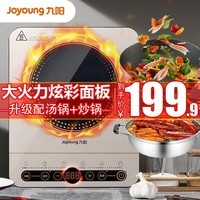 九阳（Joyoung） 电磁炉家用火锅套装电磁灶电火锅一体一键爆炒2200W大功率火锅炉炫彩面板 N511【升级版配汤锅+炒锅】