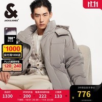 杰克·琼斯（JACK&JONES）男装衣服冬季新款短款男士羽绒服连帽宽松面包服保暖鸭绒上衣外套 漂流木E12 175/96A/M