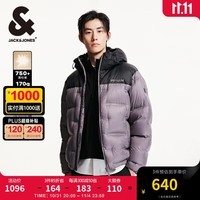 杰克·琼斯（JACK&JONES）男装衣服秋冬潮流轻盈保暖连帽短款羽绒服男士750蓬松度面包服男 E17 鲨鱼紫 180/100A/L