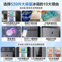 海尔（Haier）冰箱出品四开门539升一级能效节能省电双变频双循环风冷无霜大容量双开门十字对开门智能电冰箱 母婴三档变温+黑金净化+干湿分储+WiFi智控