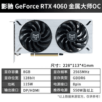 影驰 RTX4060TI系列 星曜 金属大师 黑将 G6X 8G高端台式机电脑电竞游戏吃鸡独立显卡 RTX4060 金属大师OC 8G