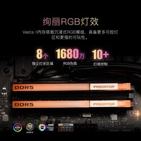 宏碁掠夺者（PREDATOR）32G(16G×2)套装 DDR5 6800频率 台式机内存条 Vesta II 炫光星舰RGB灯条(C34)星光银 AI电脑配件