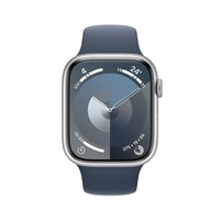 Apple/苹果 Watch Series 9 智能手表GPS款45毫米银色铝金属表壳 风暴蓝色运动型表带S/M MR9D3CH/A