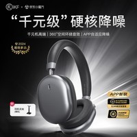 iKF Nano【APP自适应深度降噪】头戴式蓝牙耳机ANC主动降噪无线耳机音乐电竞游戏运动超长续航雅典灰