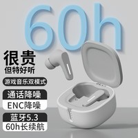 Blog.Fish 蓝牙耳机真无线通话降噪运动入耳式游戏重低音高音质音乐适用苹果华为小米oppo手机荣耀 升级版灰色【专属APP丨续航60小时丨蓝牙5.3】