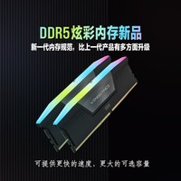 美商海盗船 (USCORSAIR) 32GB(16Gx2)套装 DDR5 6000 台式机内存条 复仇者 RGB灯条 黑色 C36