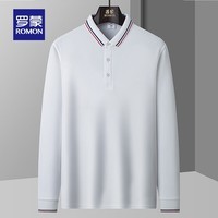 罗蒙（ROMON）长袖t恤男新款撞色翻领Polo中青年男士时尚打底T恤衫 3T497602白色 175(建议120-135斤)