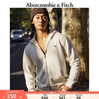 ABERCROMBIE & FITCH男装女装情侣 经典小麋鹿拉链毛圈布连帽卫衣 KI122-4090 象牙白 L (180/108A)
