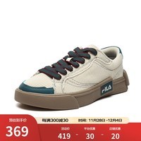 FILA FUSION 斐乐潮牌新品男子POP轻质帆布鞋时尚休闲鞋 米色/银貂-AS 42