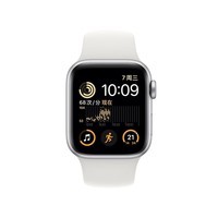 Apple Watch SE 2022款智能手表GPS款40毫米银色铝金属表壳白色运动型表带 健康电话手表  MNJV3CH/A