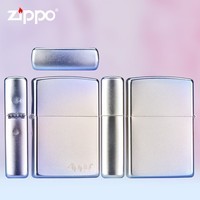 ZIPPO打火机 磨砂银渐变炫彩礼物定制刻字防风煤油七夕节送礼送男友 经典标志 单机