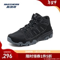 斯凯奇（Skechers）男士户外登山鞋2024年复古配色中帮鞋徒步鞋 黑色/炭灰色/BKCC 40