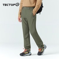 探拓（TECTOP）加绒保暖软壳裤男防风加厚徒步登山裤女户外运动裤子 男款螺青 2XL