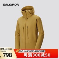 萨洛蒙（Salomon）男款 户外运动防风透气软壳夹克外套 OUTPEＡK SOFTSHELL 肉桂卡其 C22162 L