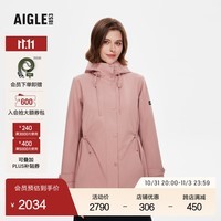 AIGLE艾高冲锋衣GORE-TEX防风防雨透汽经典鱼尾下摆夹克外套女士 深瑰木粉 BI262 38