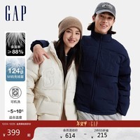 GAP男女装2024秋冬新款刺绣logo小立领防风羽绒服纯色外套678656