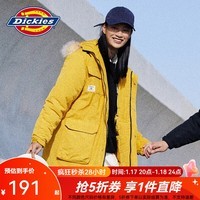 dickies棉服 可脱卸毛领字母印花多口袋夹克百搭厚外套 9551 姜黄 M