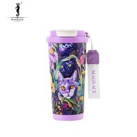 MAGRACE马芮诗316不锈钢吸管保温杯女士杯子学生创意礼物办公室水杯咖啡杯500ml 涵虚双子