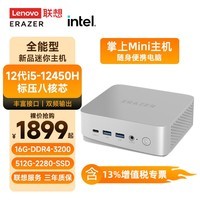 LENOVO联想口袋迷你主机2024小新品Mini电脑台式机高性能异能者升级版商务家用办公 高性能i5-12450H八核16G内存512G固态 单主机