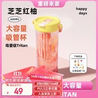 BABLOV水杯女大容量高颜值便携tritan茶水分离夏季泡茶吸管杯600ml