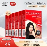 章华（SAVOL）一抹黑自然黑色盖白染发剂染发膏自然黑45ml 6盒装