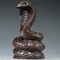浮歌十二生肖蛇摆件木雕刻蛇王家居办公风水装饰其他静态模型 檀木色 高8cm