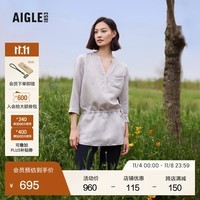 AIGLE艾高七分袖衬衫春夏款TENCEL天丝休闲时尚女士户外上衣 墨灰色 BD682 36